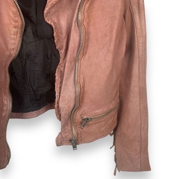 Mauritius Pink Fringe Lamb Leather Jacket Womens Size 6 Western Boho Coat NEW - Picture 14 of 16